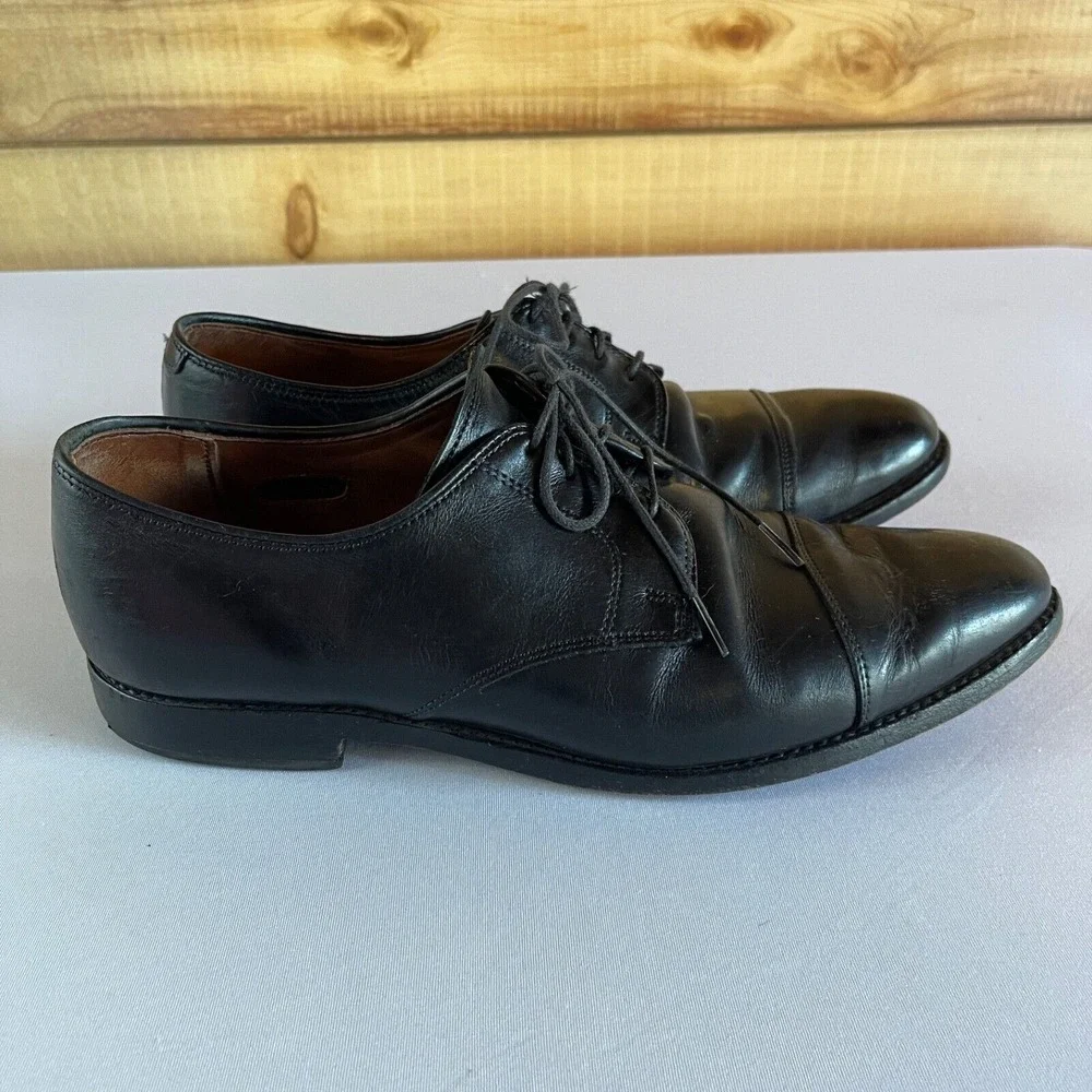 Allen Edmonds Riverside Mens 11 D Black Leather Lace Up Cap Toe Oxford Derby USA